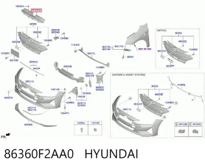 Cubierta superior del panel frontal (soporte del radiador) HYUNDAI 86360F2AA0