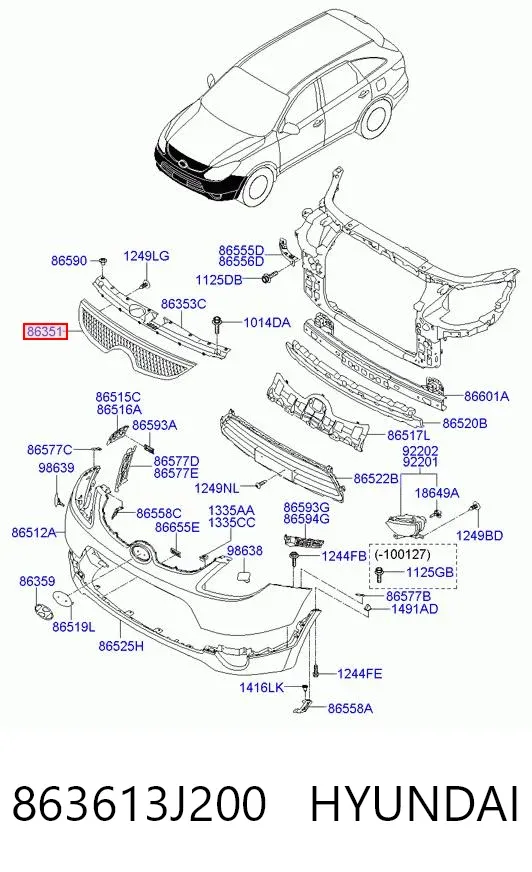 Parrilla 863613J200 Hyundai/Kia