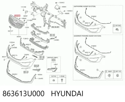 Cubierta superior del panel frontal (soporte del radiador) HYUNDAI 863613U000