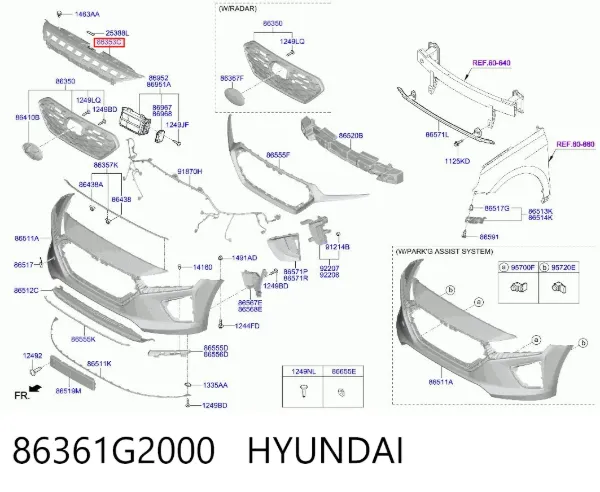 Cubierta superior del panel frontal (soporte del radiador) 86361G2000 Hyundai/Kia