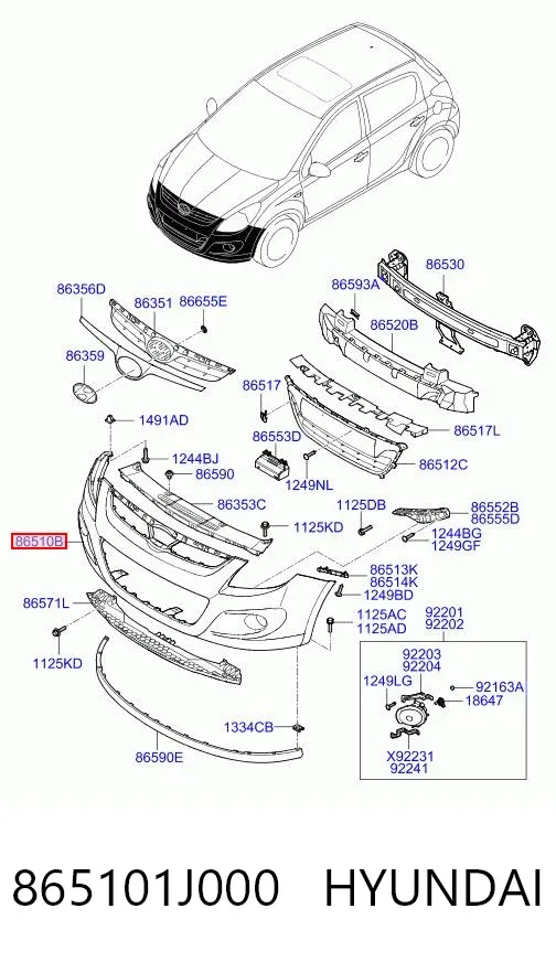 Paragolpes 865101J000 Hyundai/Kia