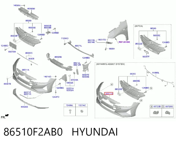 Paragolpes 86510F2AB0 Hyundai/Kia