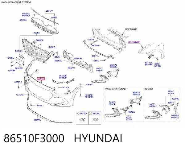 Paragolpes 86510F3000 Hyundai/Kia