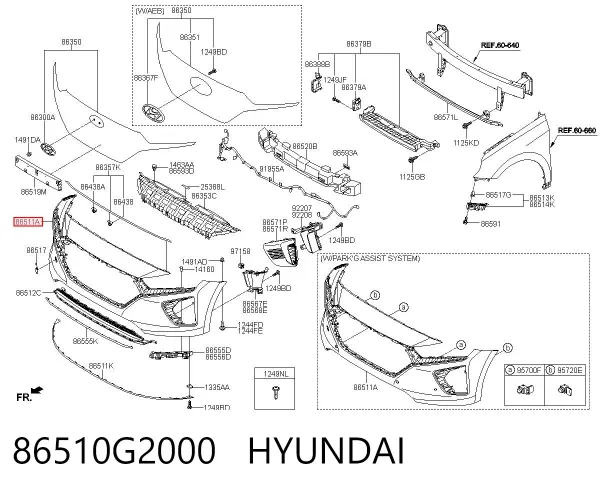 Paragolpes 86510G2000 Hyundai/Kia