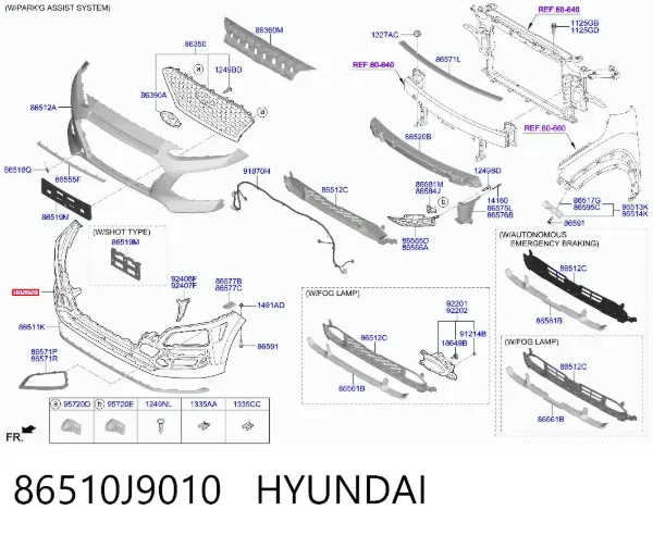 Paragolpes 86510J9010 Hyundai/Kia