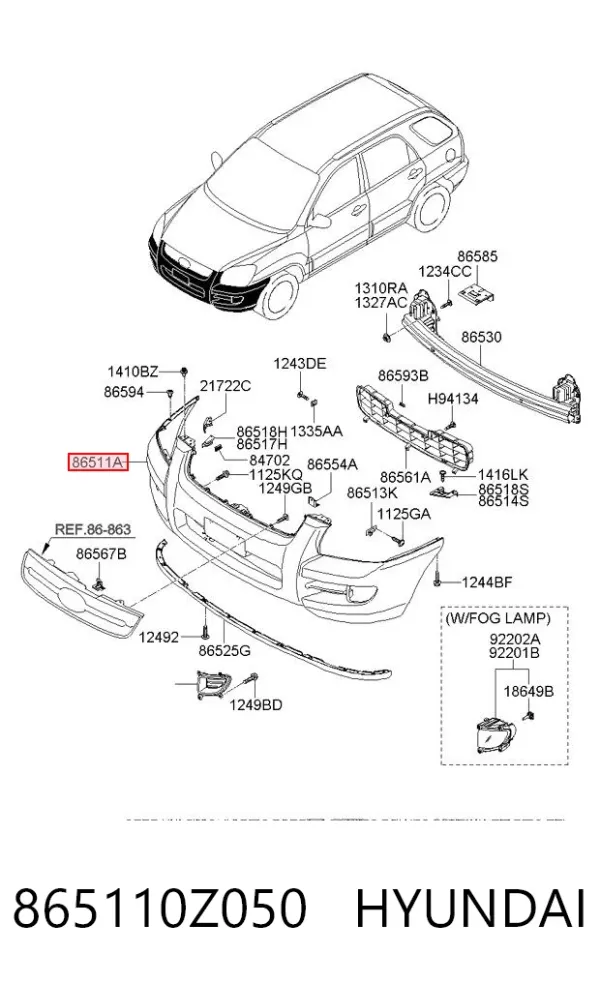 Paragolpes 865110Z050 Hyundai/Kia