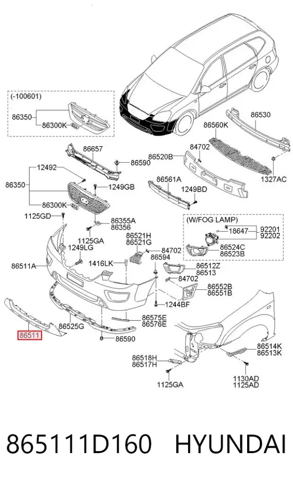 Paragolpes 865111D160 Hyundai/Kia