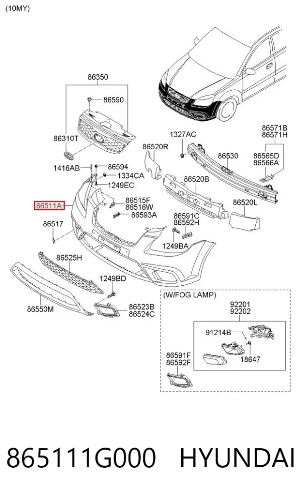 Paragolpes 865111G000 Hyundai/Kia