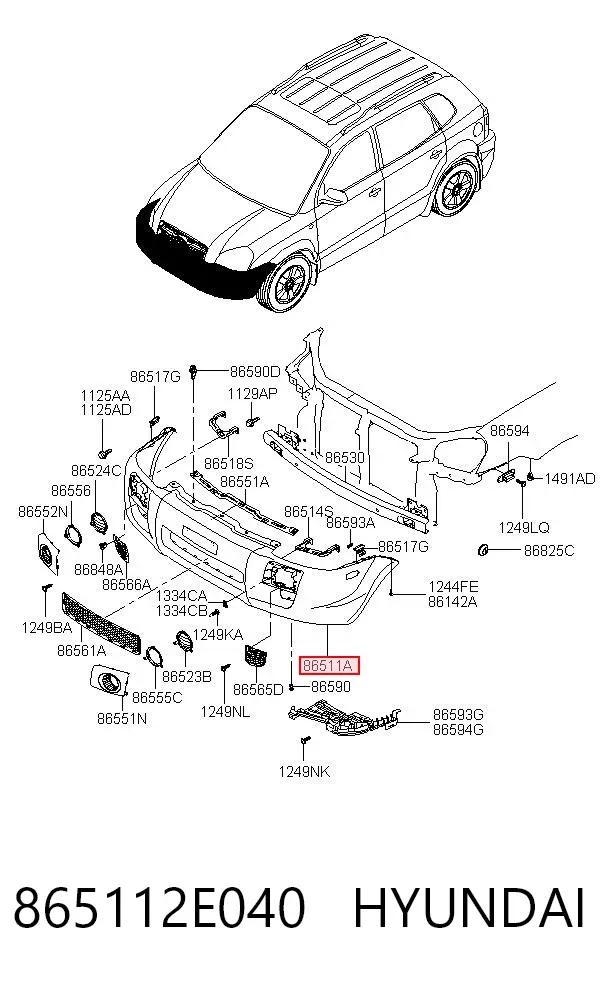 Paragolpes 865112E040 Hyundai/Kia