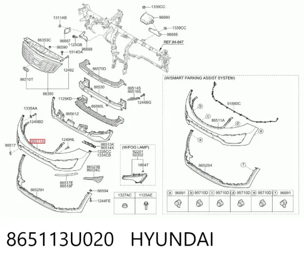 Paragolpes 865113U020 Hyundai/Kia