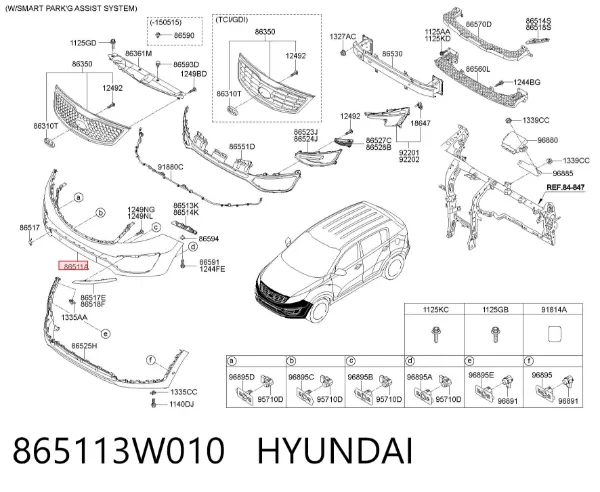 Paragolpes 865113W010 Hyundai/Kia
