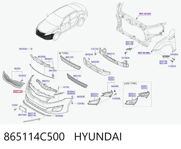 Paragolpes 865114C500 Hyundai/Kia