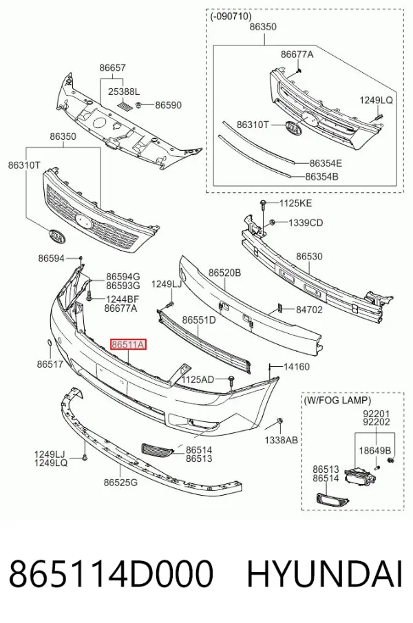 Paragolpes 865114D000 Hyundai/Kia