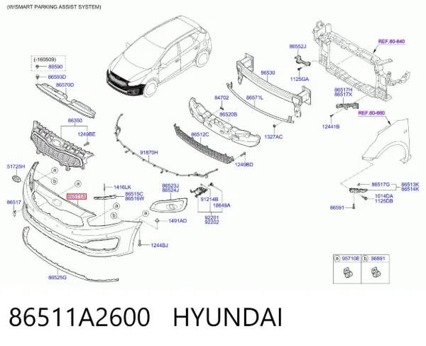 Paragolpes 86511A2600 Hyundai/Kia