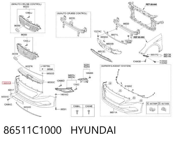 Paragolpes 86511C1000 Hyundai/Kia