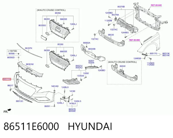 Paragolpes 86511E6000 Hyundai/Kia