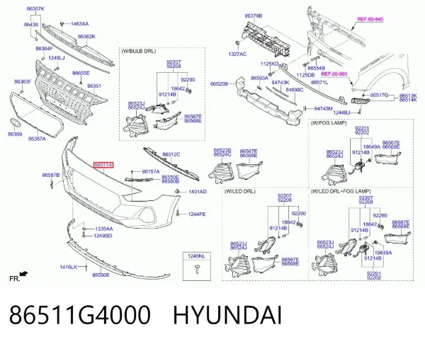 Paragolpes 86511G4000 Hyundai/Kia