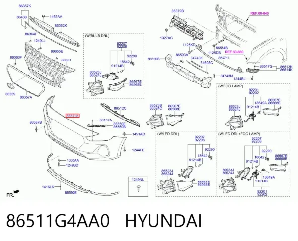 Paragolpes 86511G4AA0 Hyundai/Kia