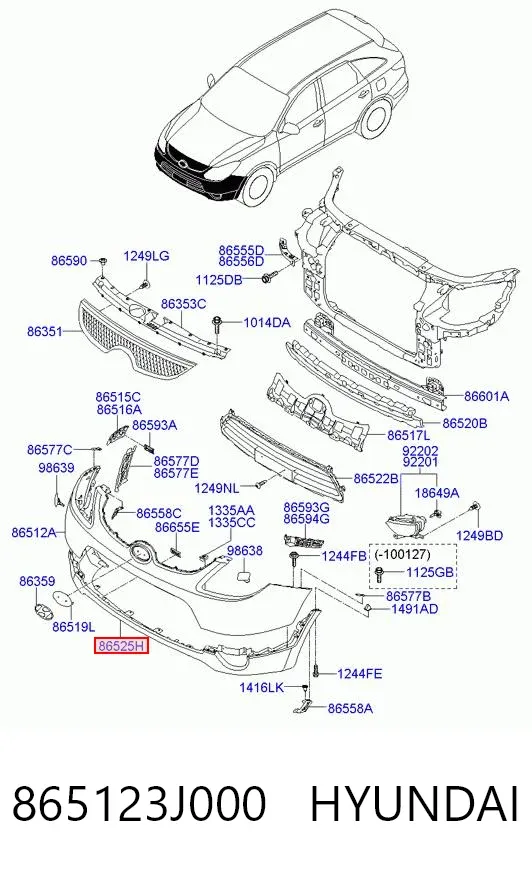 Parachoques delantero, parte inferior 865123J000 Hyundai/Kia