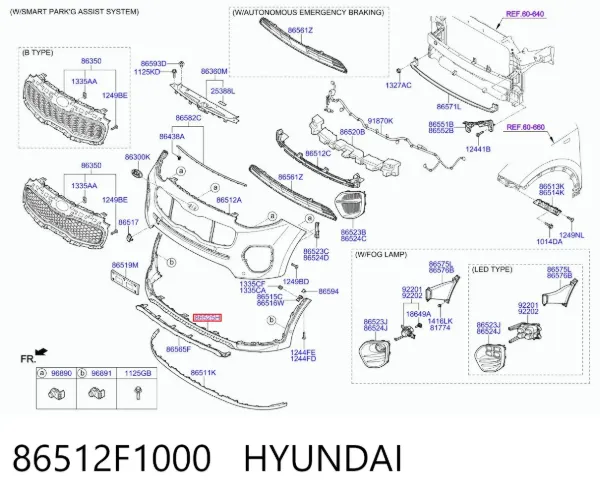 Alerón delantero 86512F1000 Hyundai/Kia