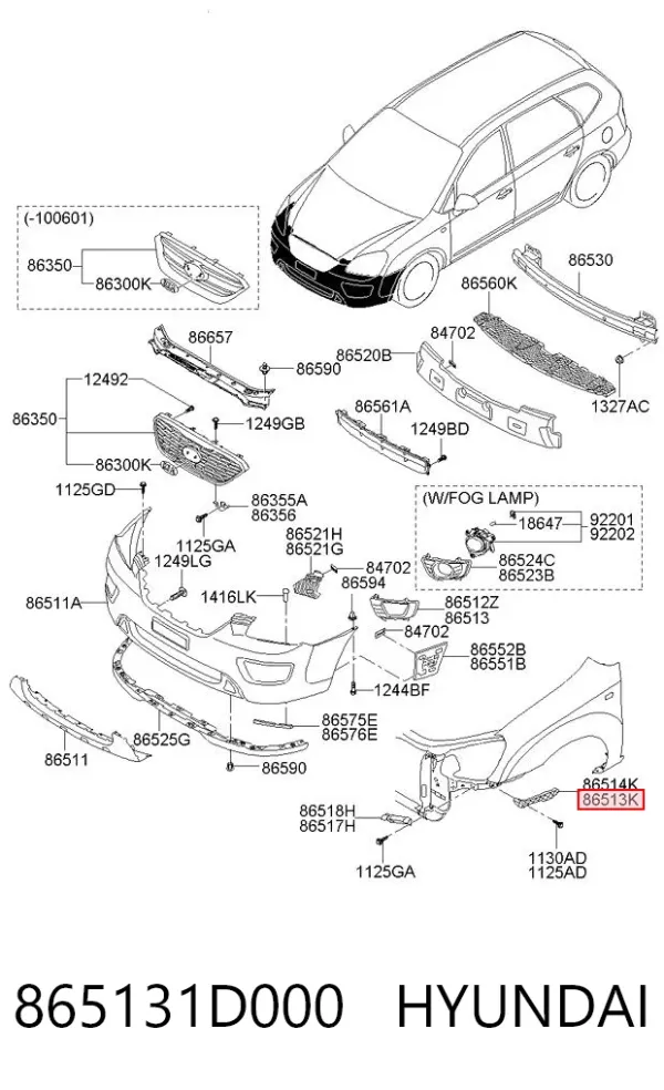 Soporte de parachoques delantero izquierdo 865131D000 Hyundai/Kia