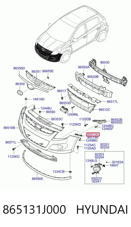 Soporte de parachoques delantero izquierdo 865131J000 Hyundai/Kia
