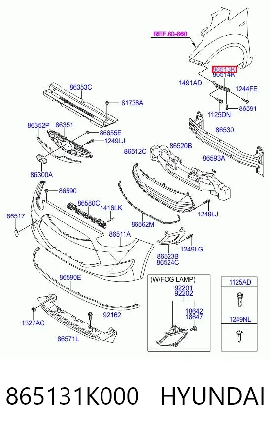 Soporte de parachoques delantero izquierdo 865131K000 Hyundai/Kia