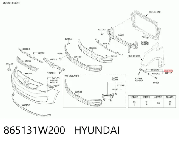 Soporte de parachoques delantero izquierdo 865131W200 Hyundai/Kia