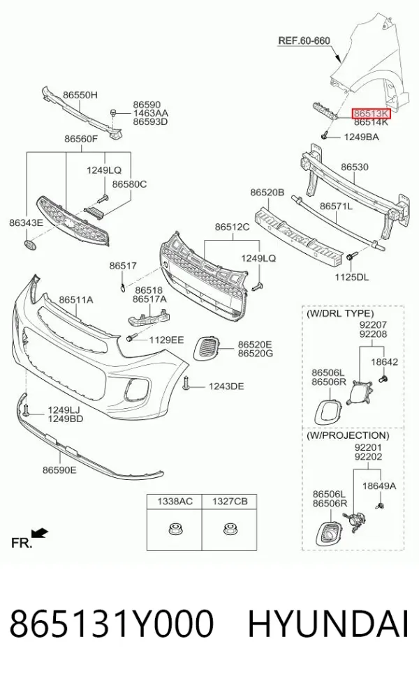 Soporte de parachoques delantero izquierdo 865131Y000 Hyundai/Kia