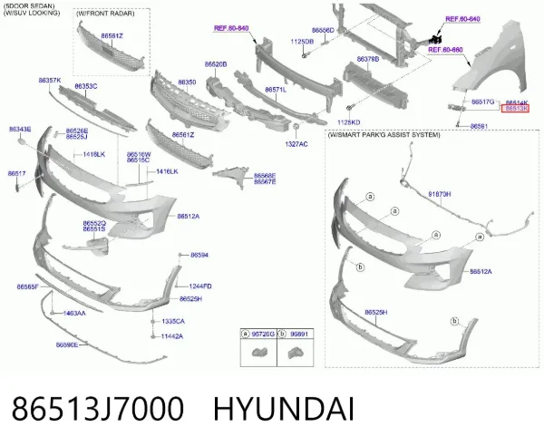 Soporte de parachoques delantero izquierdo 86513J7000 Hyundai/Kia