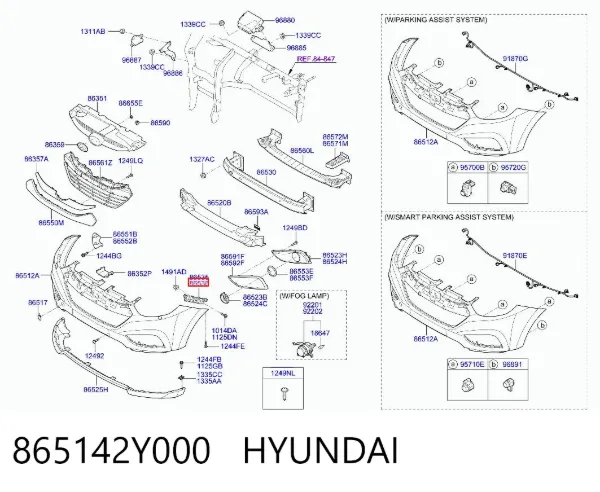 Soporte de parachoques delantero derecho 865142Y000 Hyundai/Kia
