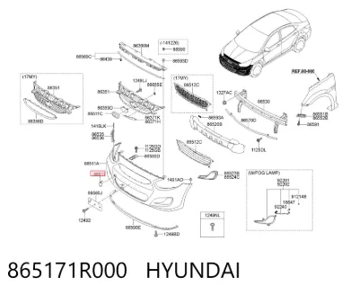 Tapa del gancho de remolque del parachoques delantero HYUNDAI 865171R000