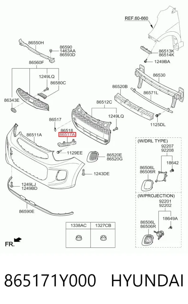 Soporte de parachoques delantero izquierdo 865171Y000 Hyundai/Kia