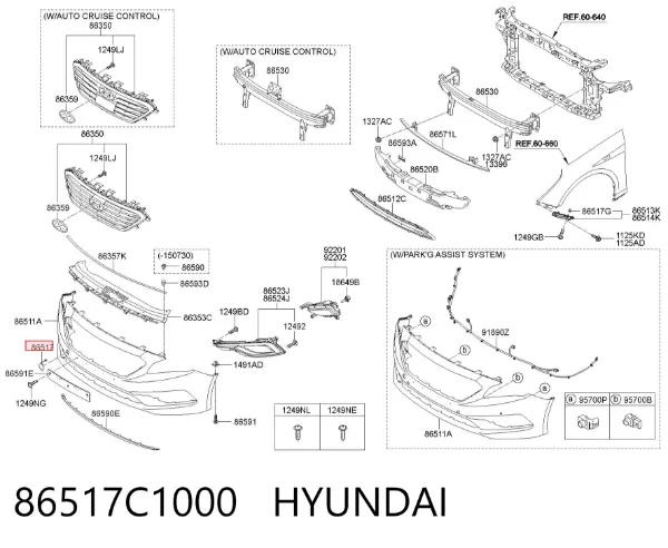 Tapa del enganche de remolcado delantera Hyundai Sonata VII