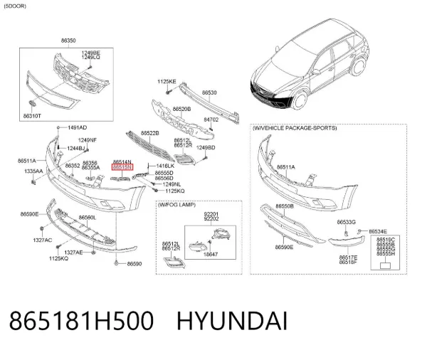 Soporte de parachoques delantero derecho 865181H500 Hyundai/Kia