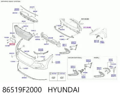 Soporte de matrícula delantera HYUNDAI 86519F2000