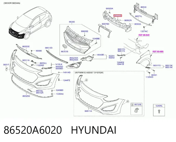 Absorbedor del parachoques delantero 86520A6020 Hyundai/Kia