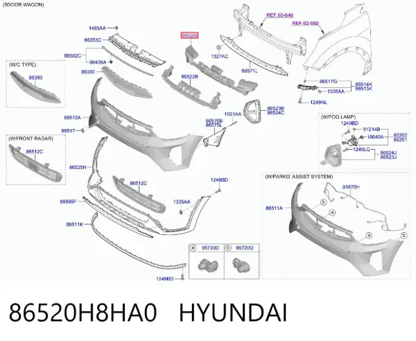Absorbedor del parachoques delantero 86520H8HA0 Hyundai/Kia