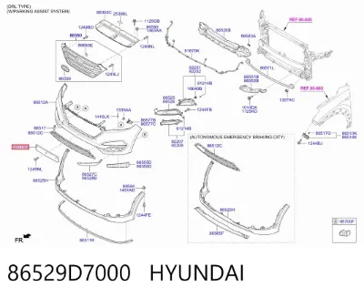 Soporte de matrícula delantera HYUNDAI 86529D7000