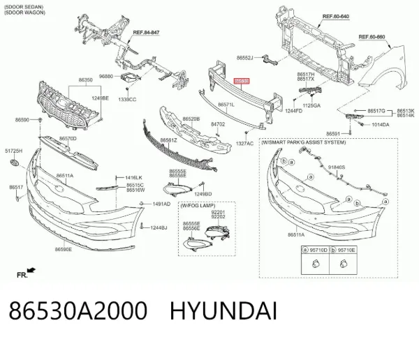 Refuerzo parachoque delantero 86530A2000 Hyundai/Kia