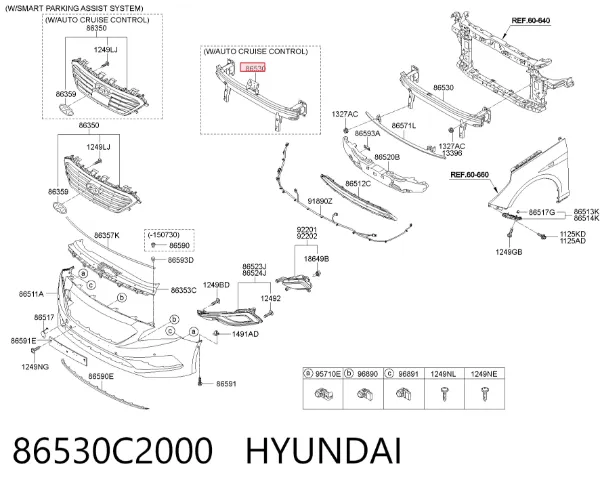 Refuerzo parachoque delantero 86530C2000 Hyundai/Kia