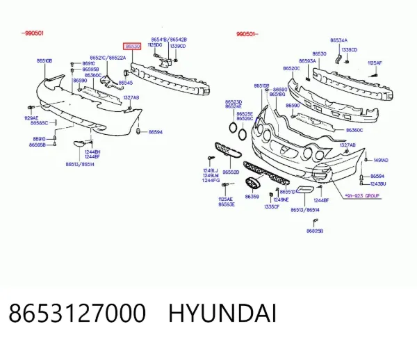 Refuerzo parachoque delantero Hyundai Coupe I
