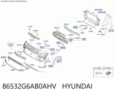 Moldura del parachoques delantero HYUNDAI 86532G6AB0AHV