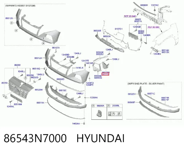 Deflector izquierdo del parachoques delantero 86543N7000 Hyundai/Kia