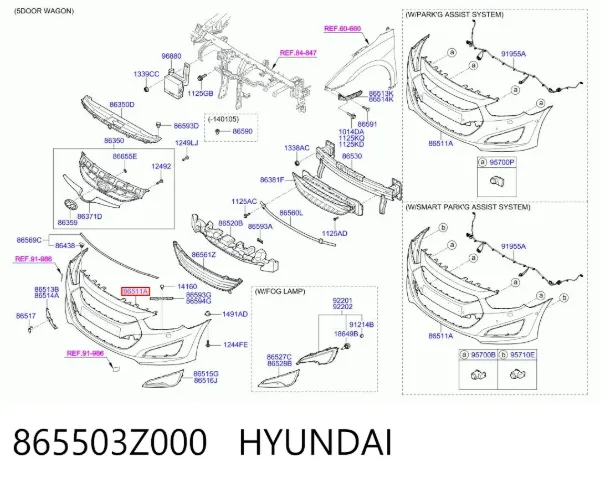 Paragolpes 865503Z000 Hyundai/Kia