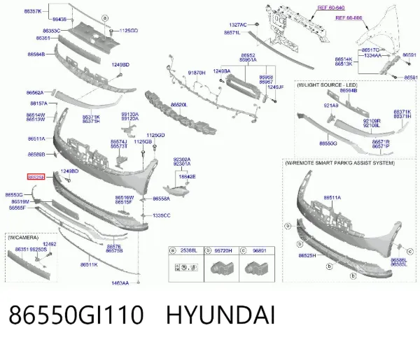 Parachoques delantero, parte inferior 86550GI110 Hyundai/Kia