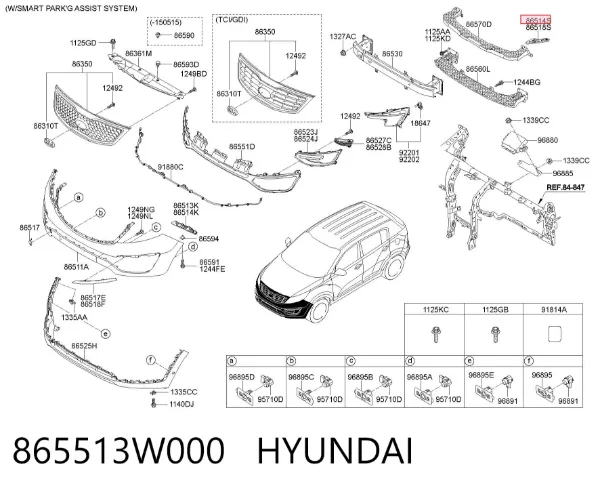 Soporte del refuerzo del parachoques delantero 865513W000 Hyundai/Kia