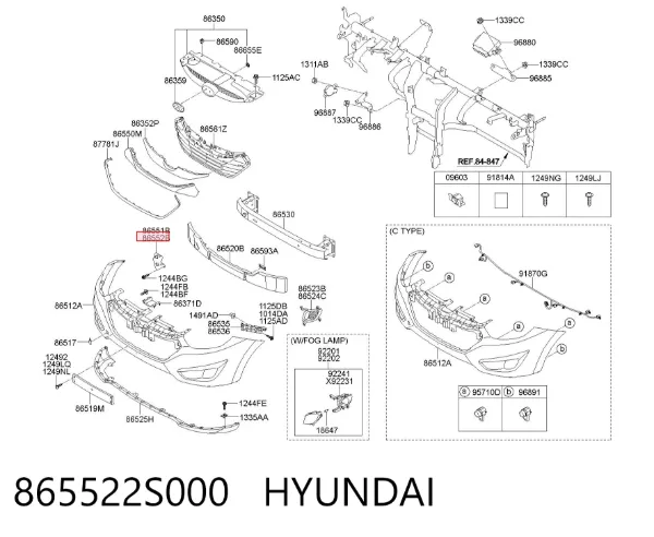 Soporte de parachoques delantero derecho 865522S000 Hyundai/Kia