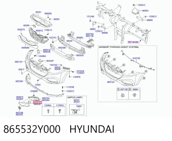 Embellecedor de faro antiniebla izquierdo 865532Y000 Hyundai/Kia