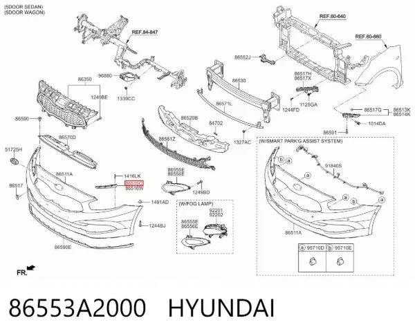 Soporte de parachoques delantero izquierdo 86553A2000 Hyundai/Kia